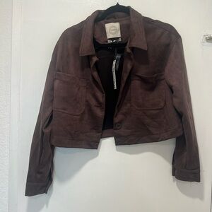 Cropped sued brown jacket size L